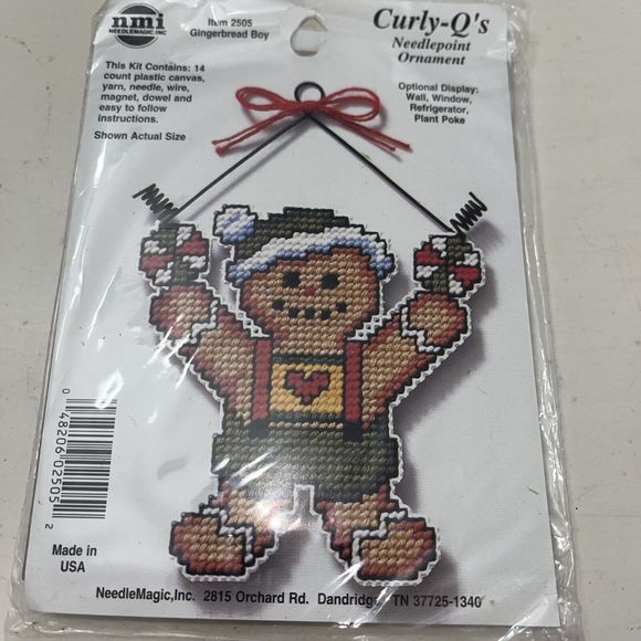 NMI Curly-Q's Needlepoint Gingerbread Boy Ornament 2505 NEW Mm15 - Picture 1 of 2